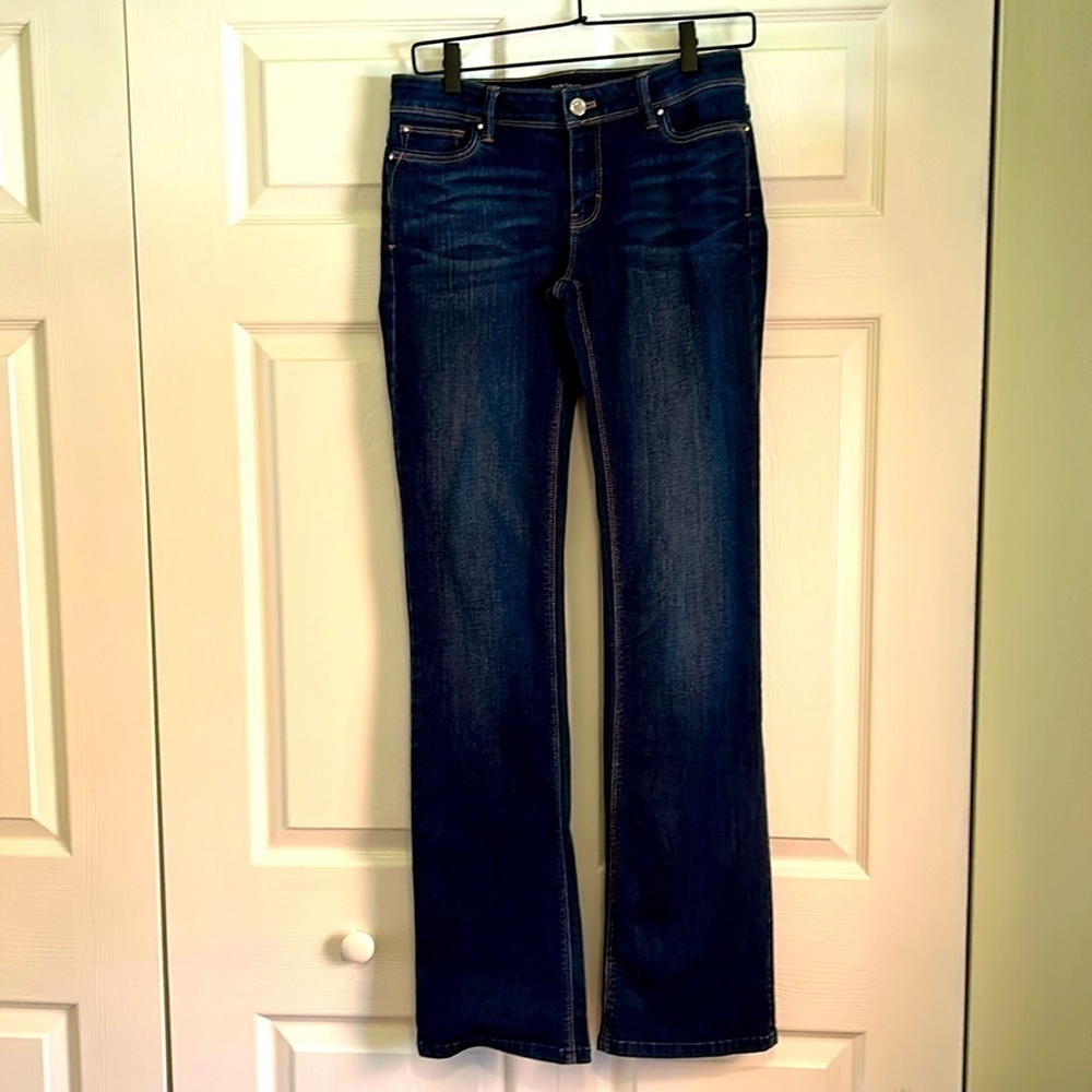 White House Black Market Women’s Denim Jeans Size 0 Boot Cut Low Rise Dark Wash